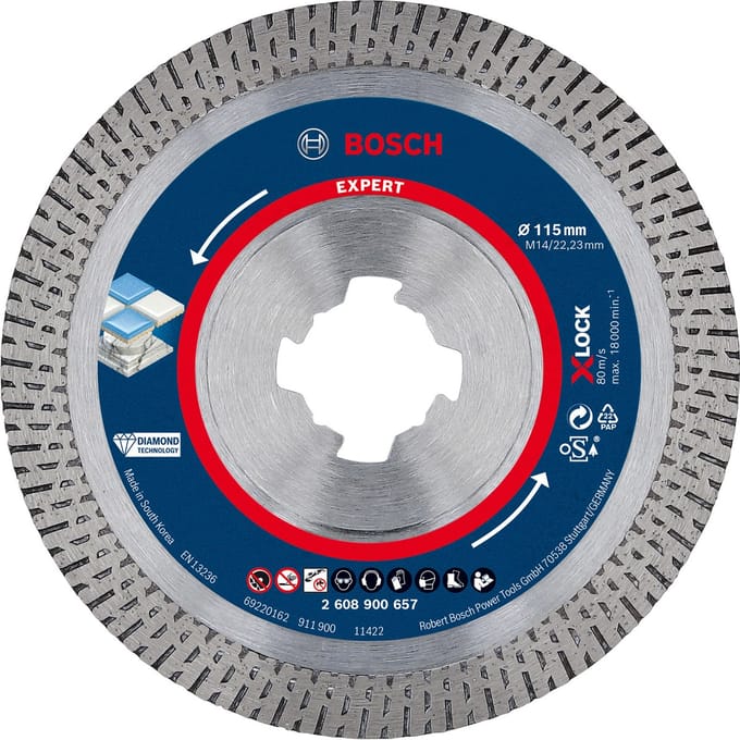 Bosch Accessories 2608900657 EXPERT HardCeramic X-LOCK Diamanten doorslijpschijf Diameter 115 mm Boordiameter 22.23 mm Steen, Beton, Baksteen 1 stuk(s)