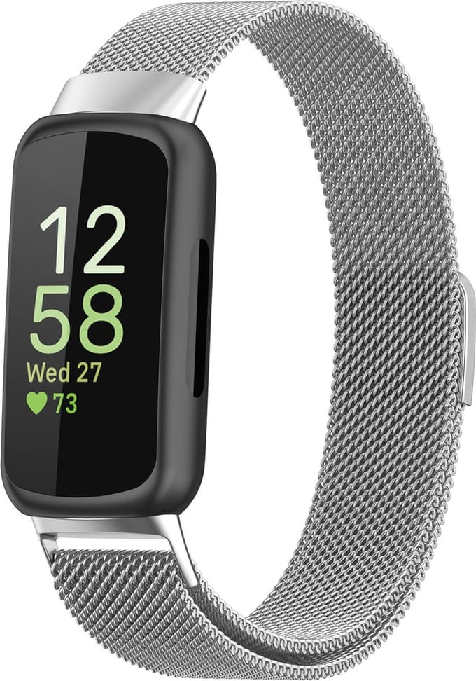 By Qubix - Compatible Fitbit bandje - Geschikt voor fitbit Inspire 3 - Milanese bandje - Zilver