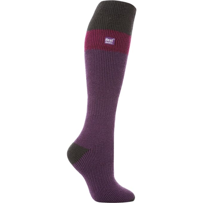Heat Holders - Dames kniehoge thermo skisokken - Paars / Houtskool
