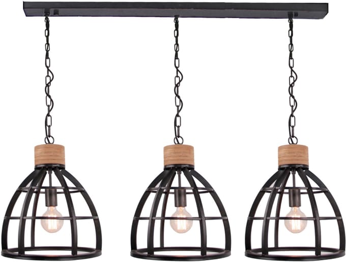 Chericoni Aperto Hanglamp - 3 lichts - Ø34 cm - Houtaccenten