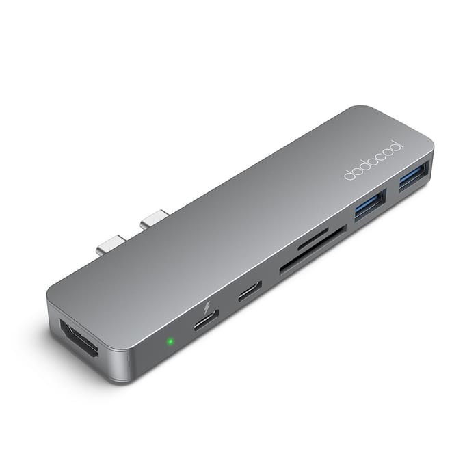 Dodocool USB-C Hub Aluminiumlegering 7-in-1 Multiport Hub gray
