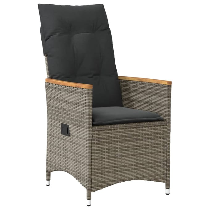 vidaXL - 11-delige - Bistroset - met - kussens - poly - rattan - grijs