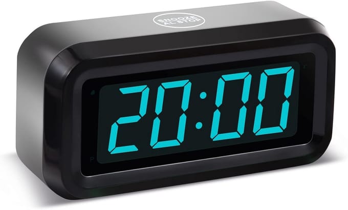Digitale Wekker met Groot LED Display – Batterijgevoed, 3 Helderheidsniveaus en Snooze
