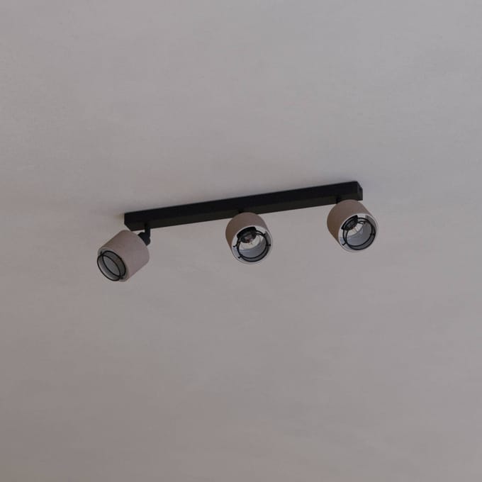 EGLO Rosley plafondspot, lengte 43 cm, zwart/natuur, 3-lamps.