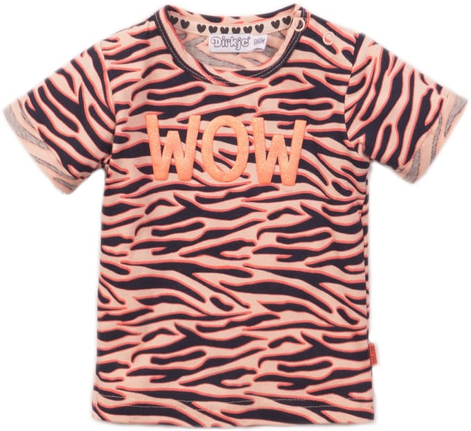 Dirkje baby meisjes t-shirt WOW Peach Navy