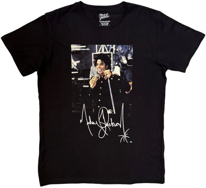 Michael Jackson - Signature Heren Tshirt - M - Zwart