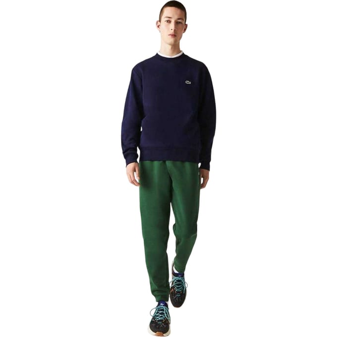 Lacoste Heren Sweatshirt met Geborduurd Logo Fleece Crew Hals (Marine)