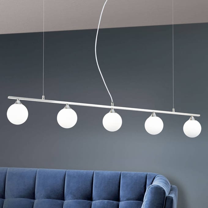 ORION Hanglamp Snowwhite, 5-lamps, nikkel
