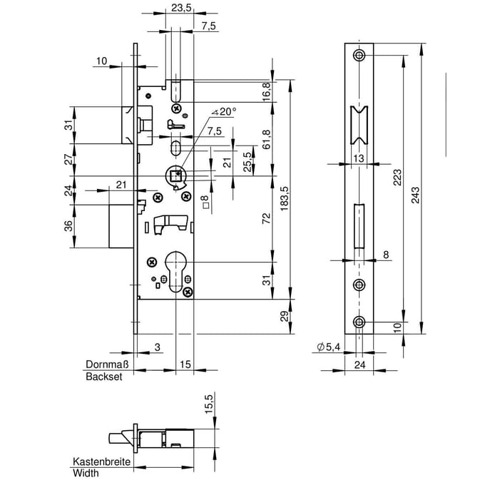 Wilka Smalslot RVS 1472-45 PC 72 mm LS / RS