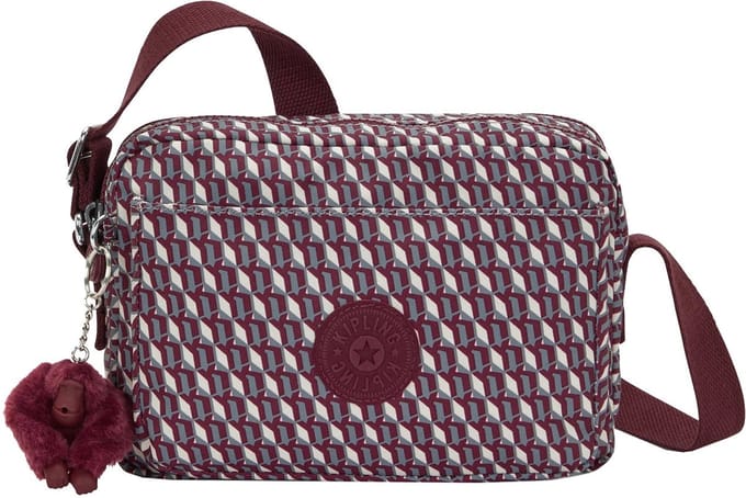 kipling schoudertas Basic Print Abanu Crossbody 3DK Wine wijnrood