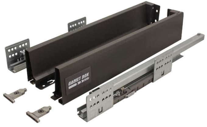 Gamet BOX2 Serie - Antraciet Lade - 500mm - Laag - Volledig Uittrekbaar