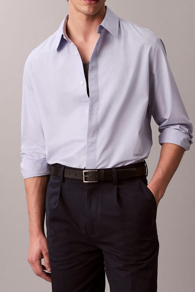 Calvin Klein Ls Solid Crisp Shirt Casual Blue Größe: XL | Business hemden Outlet | Herren | Blau