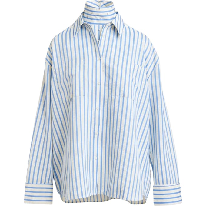 Essentiel Antwerp Shirt W/ Embellished Bib Blouses Lichtblauw Janna