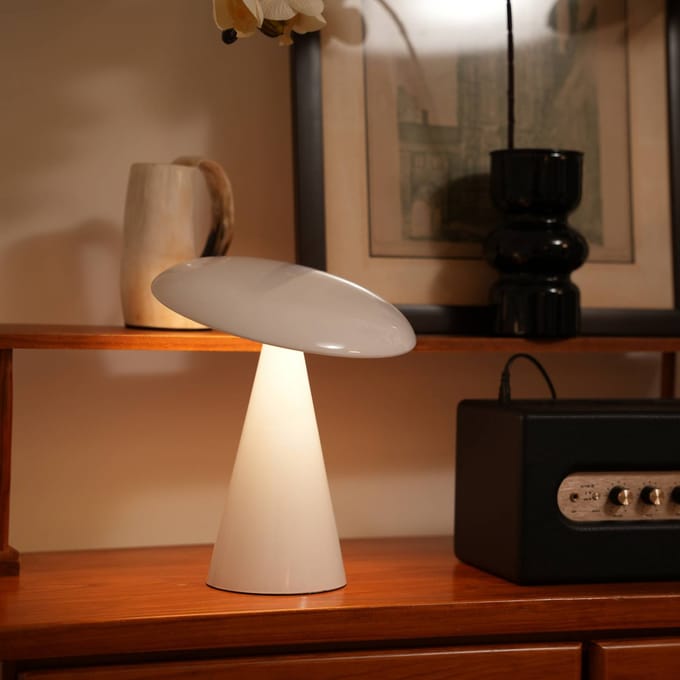 Beacon Lighting Beacon LED tafellamp op accu Kinoko, wit, 27 cm, CCT