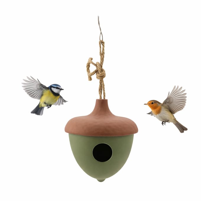 Point Virgule vogelhuisje bamboevezel eikel groen
