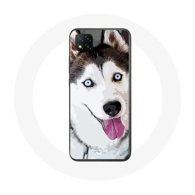 Xiaomi Redmi 9C hoesje Witte Siberische Husky Blauwe ogen wit