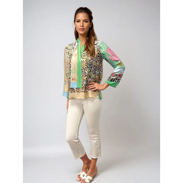 Mucho Gusto ® blouse roma painterly leopard patchwork