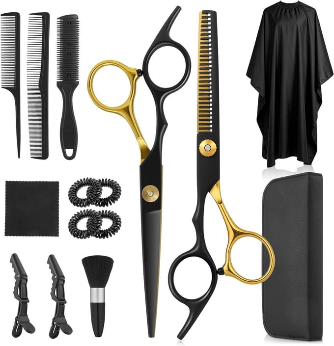 Omgoods - Professionele Kappersschaar Set - 15 Stuks van 17 cm in Roestvrij Staal