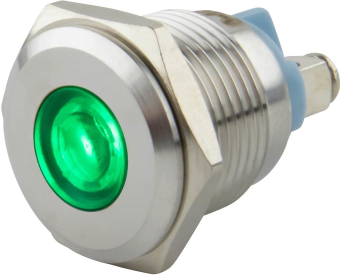 Led indicator | ø 16 mm. | 6-24 Volt DC/AC | Groene uitvoering