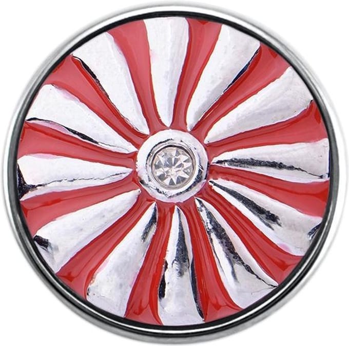Quiges - Dames Click Button Drukknoop 18mm Bloem Rood - EBCM307
