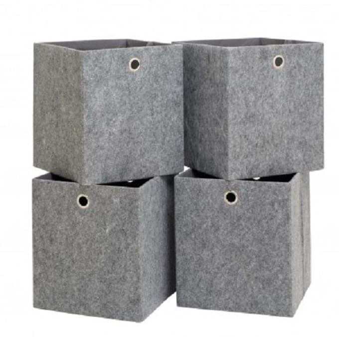 Opbergbox Set of 4 Squares Plus Boxes grijs