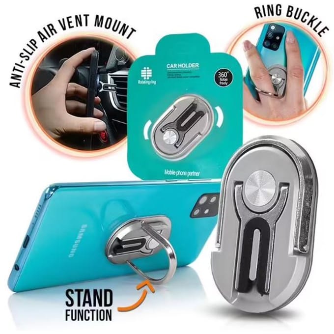 Support dock anneau 3 en 1 Gris pour Smartphone argenté