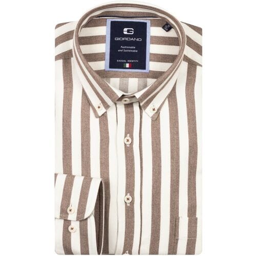 Giordano Overhemd Brando Soft Brushed Satin Stripe Button-Down Donker Bruin / male