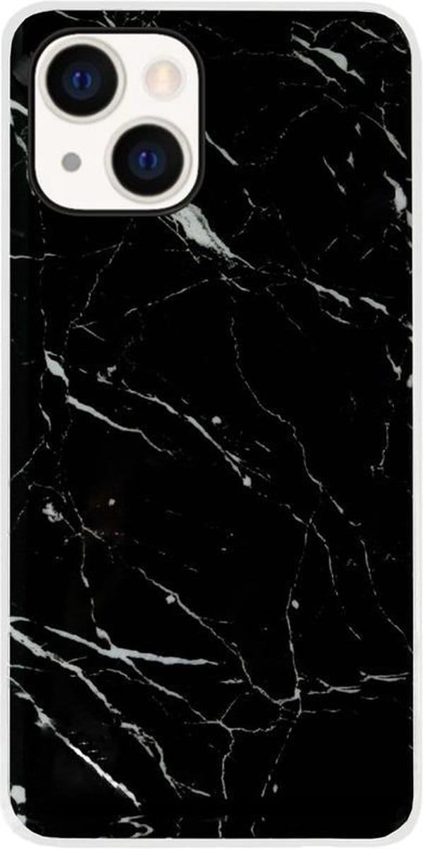 ADEL Siliconen Back Cover Softcase Hoesje Geschikt voor iPhone 13 Mini - Marmer Zwart