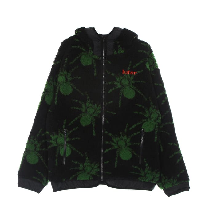 Herenspinbont hoodie met rits, zwart
