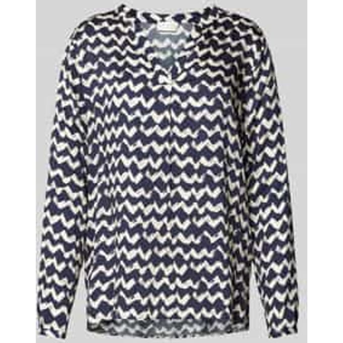 Milano Italy - blauwe blouse zigzag motief - maat 36