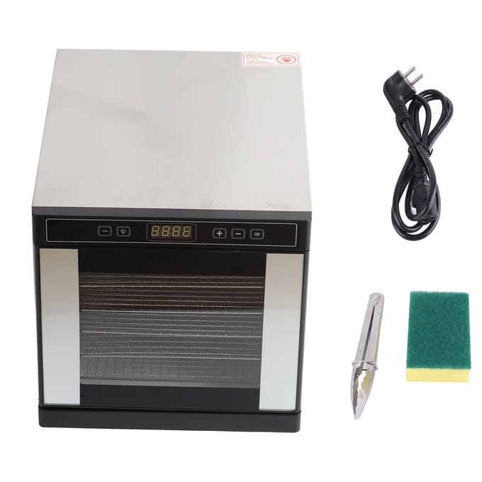 Voedseldroger Hete Droger 6 Bakken Droogmachine met Temperatuurregeling voor Jerky Fruit Vlees Huisdier black