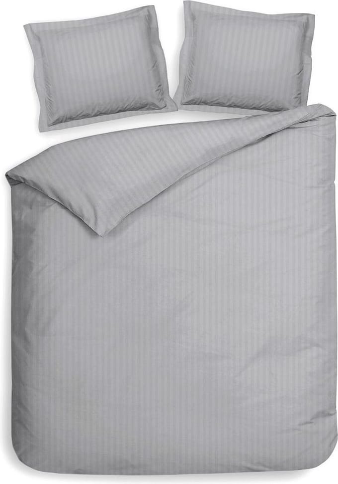 Heckett & Lane Uni Stripe Dekbedovertrek - Lits-jumeaux - 260x200/220 cm - Licht Grijs