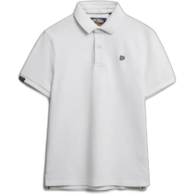Superdry witte heren polo   Rib kraag   Regular fit   Knoopsluiting   Korte mouw Wit S