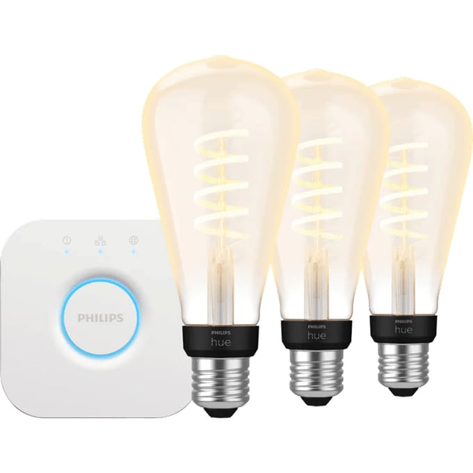 Philips Hue Filament White Ambiance Edison XL 3-Pack + Bridge