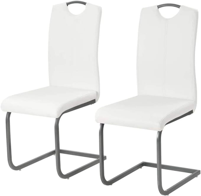 Dinerstoelen Set - Tuinstoelen - Buiten Zitten - Stevig Stalen Frame - 43 x 55 x 100 cm - Wit