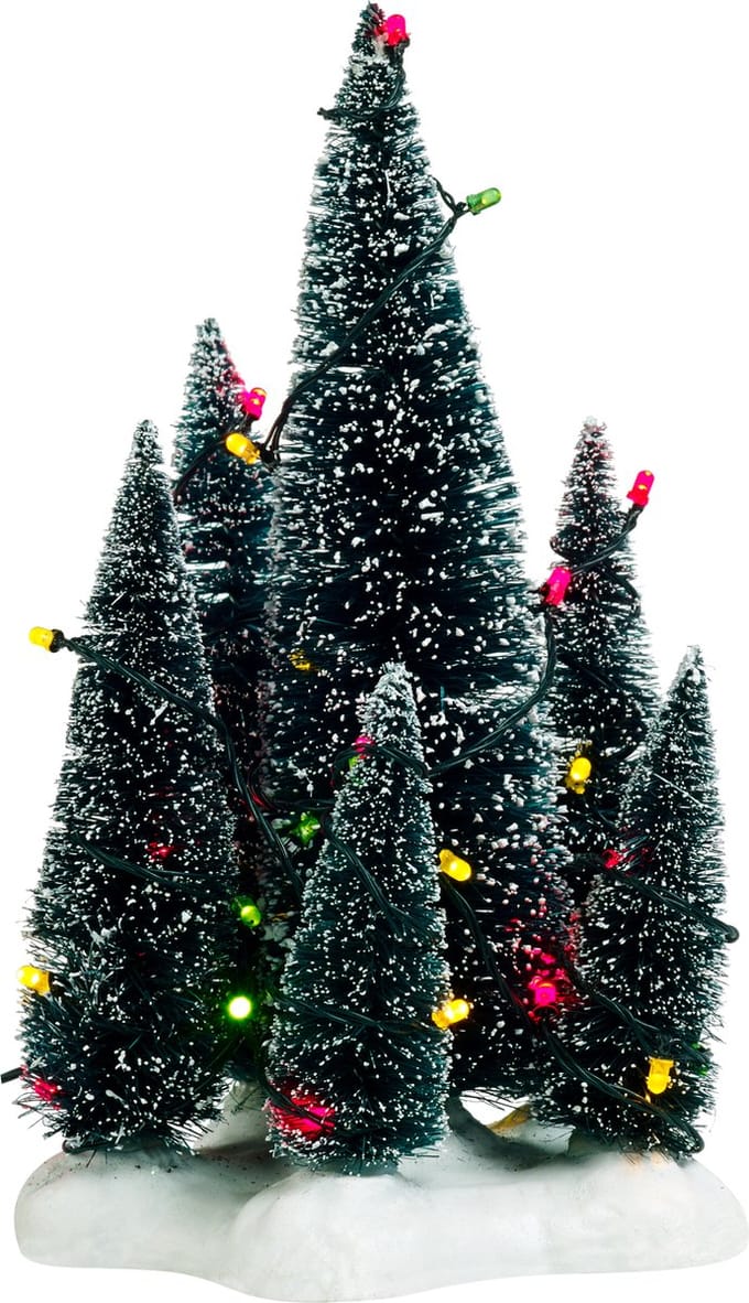 Luville Kerstdorp Miniatuur Bomen op Sneeuw - L12 x B11,5 x H20,5 cm
