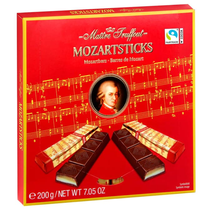 MaitreTruffout Mozartsticks Luxe Chocoladerepen met Marsepein en Noga 200 g