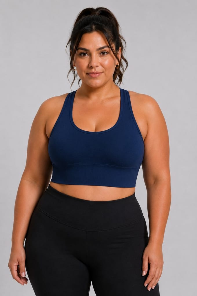 SparkNine Stride sport-bh - met uitneembare pads - 3XL - blauw - plus size - cross-back - medium support - zacht & elastisch materiaal
