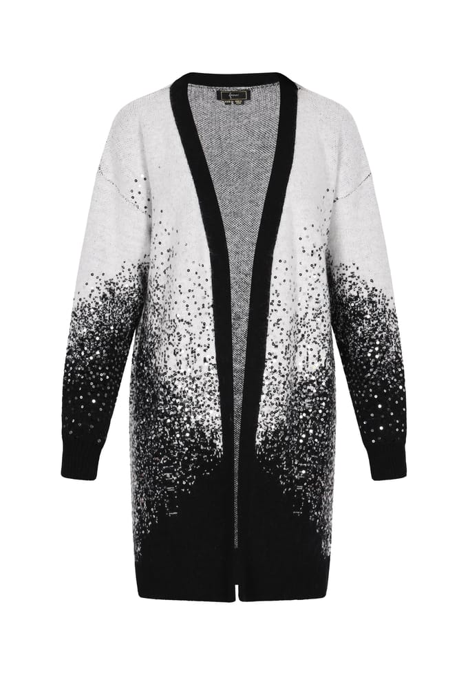 Faina Vest Dames wol wit zwart