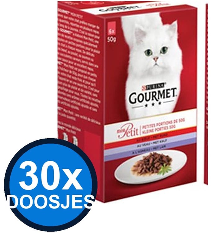 30x Gourmet - Mon Petit Vlees - Kattenvoer Natvoer - 6x50g