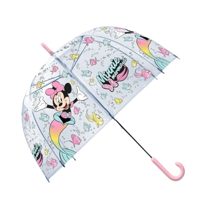 Disney Minnie Mouse paraplu - voor kinderen - licht roze/blauw - D61 cm