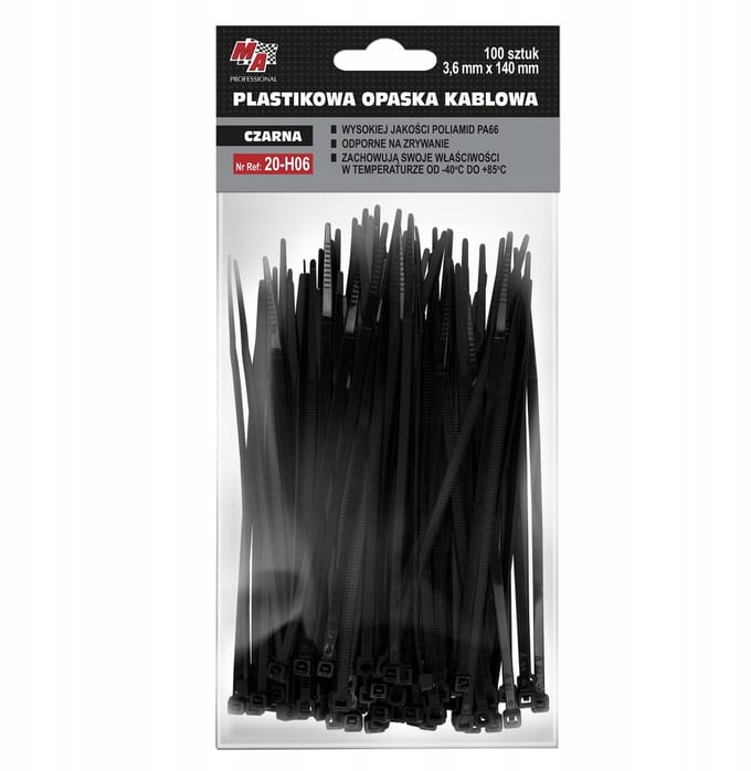 MA PROF. Kabelbinders Zwart 140x3,6mm - 100 Stuks