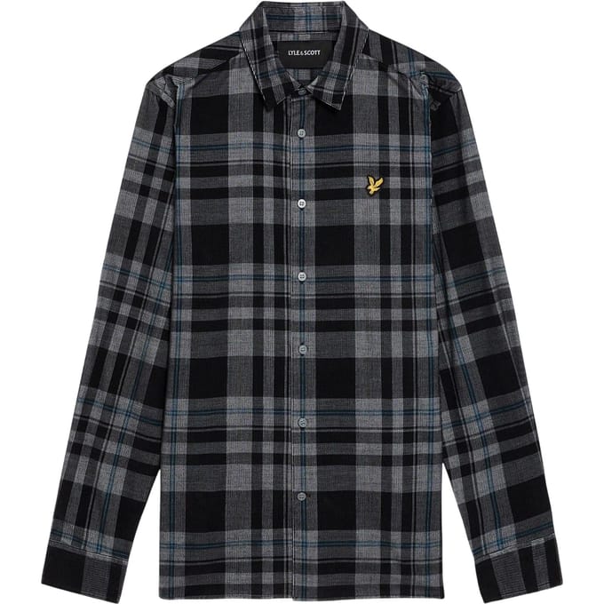 Lyle & Scott Heren Corduroy Lange Mouwen Shirt (Jet Black/Wit)