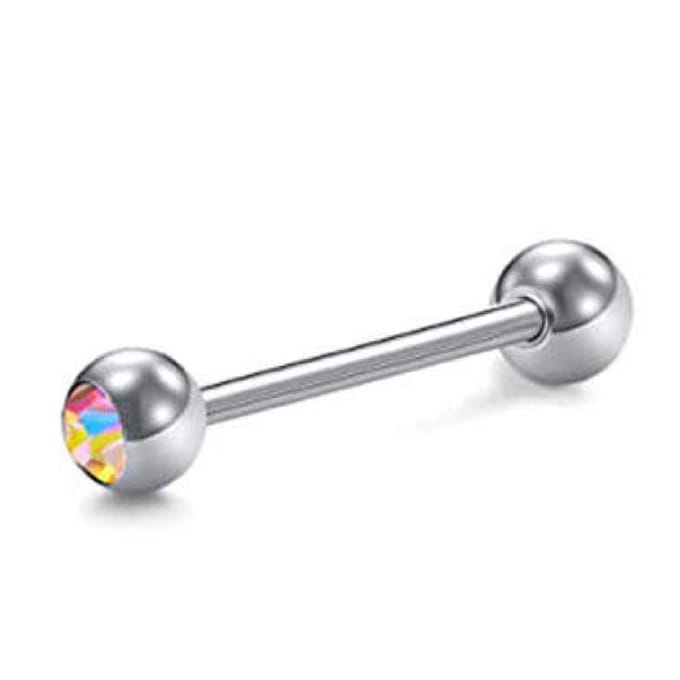 Tong Piercing - Zilver Met Steentjes