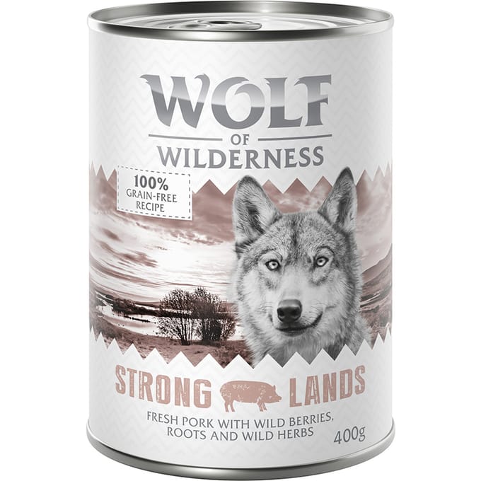 6x400g Strong Lands Varken Wolf of Wilderness Hondenvoer