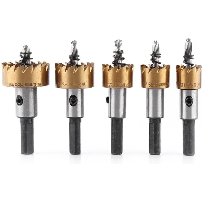 5pcs Titane HSS Foret Scie Cloche Set Outils de Coupe Métallurgie 1630mm