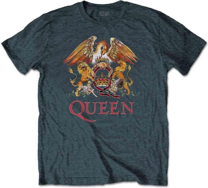 Queen - Classic Crest Heren T-shirt - M - Grijs