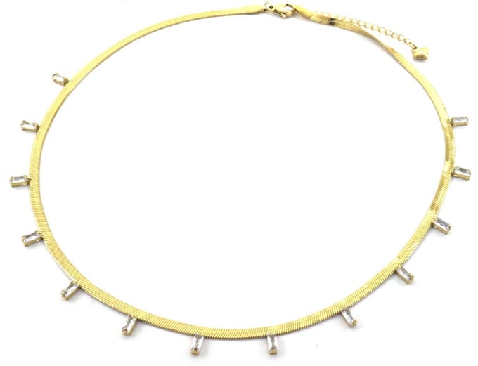 Ketting met Zirkonia - RVS - Lengte 40-44 cm - Goudkleurig