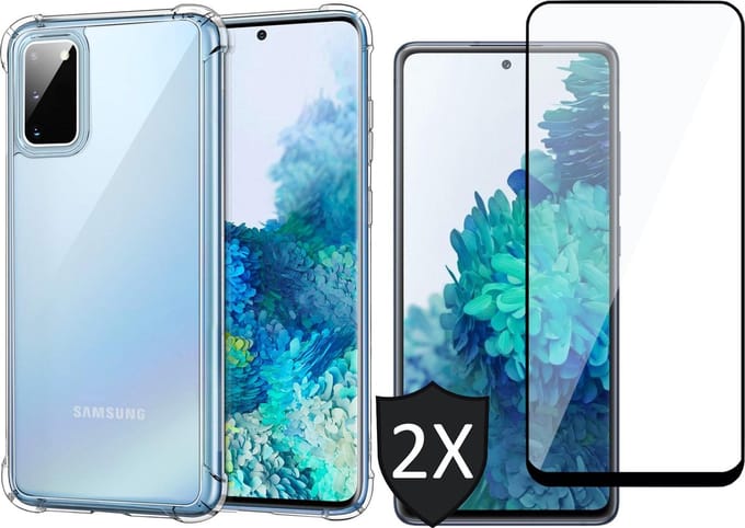 Hoesje geschikt voor Samsung Galaxy S20 FE - 2x Screen Protector FullGuard - Back Cover Case ShockGuard Transparant & Screenprotector