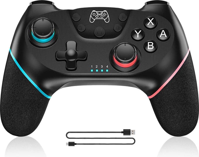 Draadloze Pro Controller voor Nintendo Switch Bluetooth gamepad joystick met dual shock, gyro motion control, turbo functie en oplaadbare batterij compatibel met Switch, Switch OLED en PC